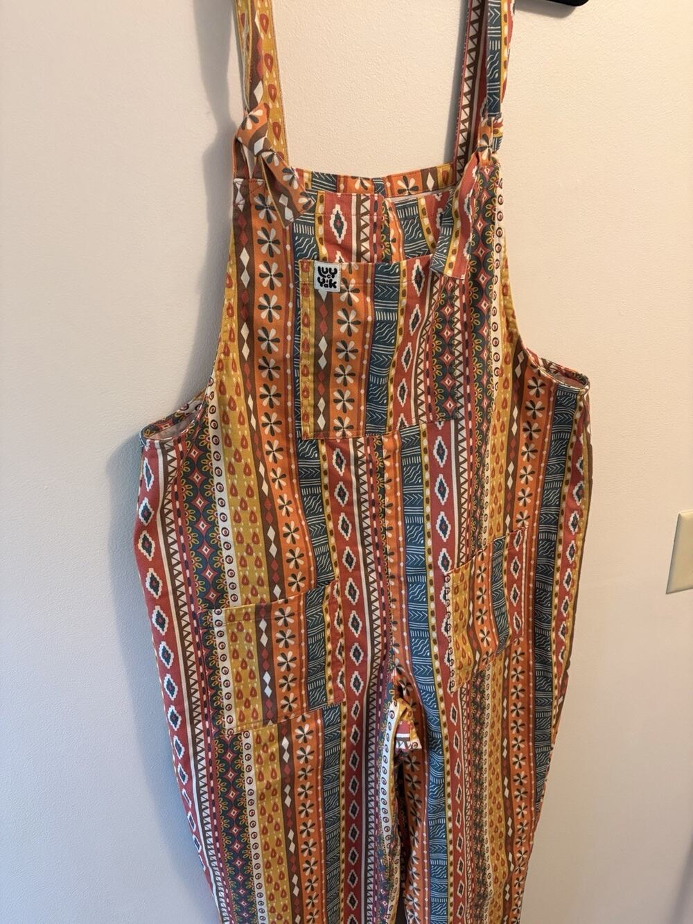 Lucy & Yak Multicoloured Funky Print Dungarees Overalls Size 10R